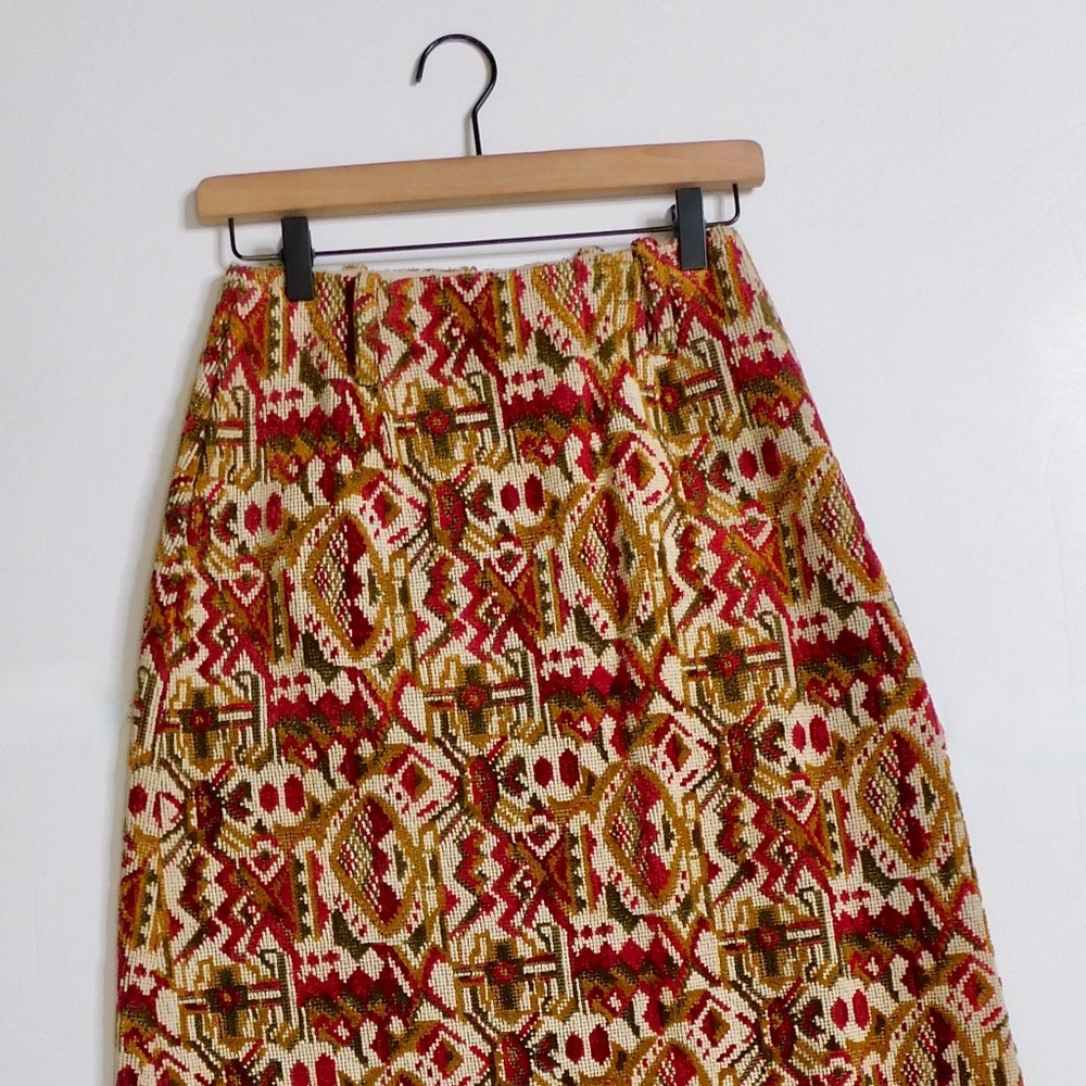 Vintage ANN TAYLOR Sportswear Tapestry Midi Skirt Textured Cottagecore Size 2 - Picture 4 of 11